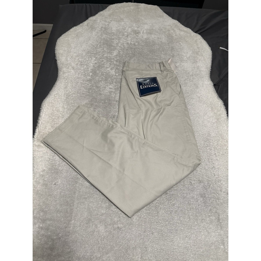 New Basic Editions Men's Pleated Gray Khaki Pants Size 38x32 Pants